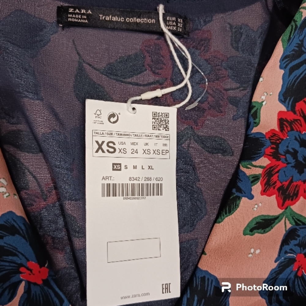 ZARA Trafaluc Wrap Floral Midi Dress Long Sleeve - Picture 10 of 12